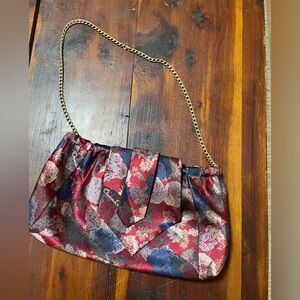 Elegant Floral clutch made from a Oscar de la renta necktie